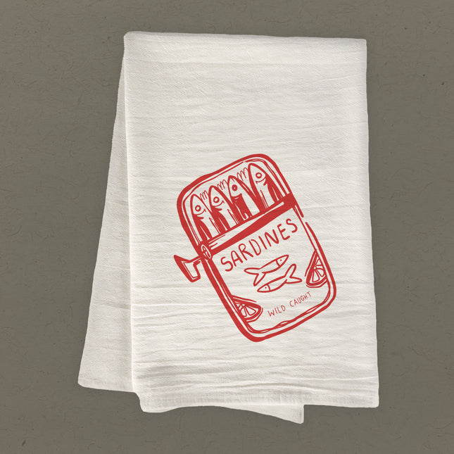 Hand Drawn Sardine Tin - Cotton Tea Towel