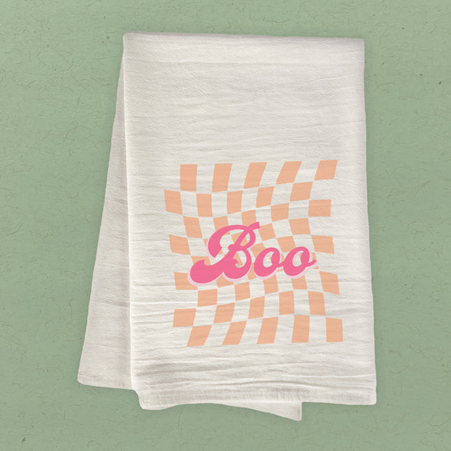 Boo Orange Check - Cotton Tea Towel