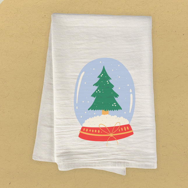 Snow globe Tree - Customizable Cotton Tea Towel