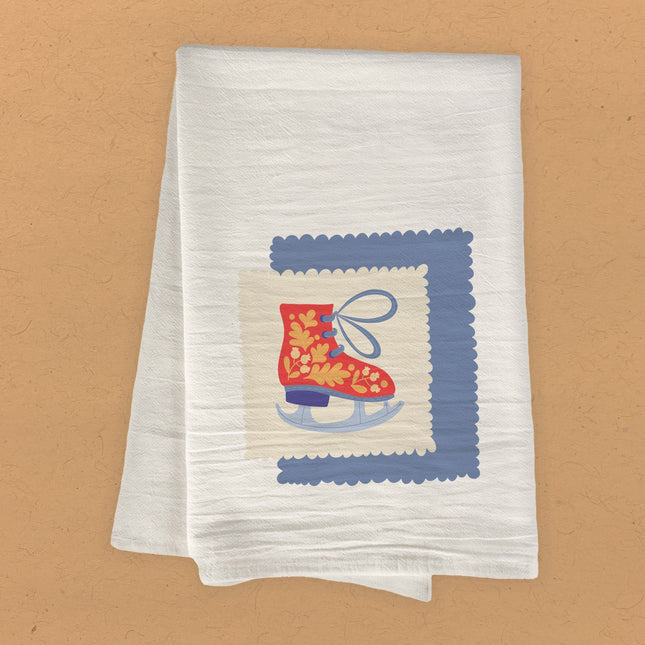 Ice Skate - Customizable Cotton Tea Towel