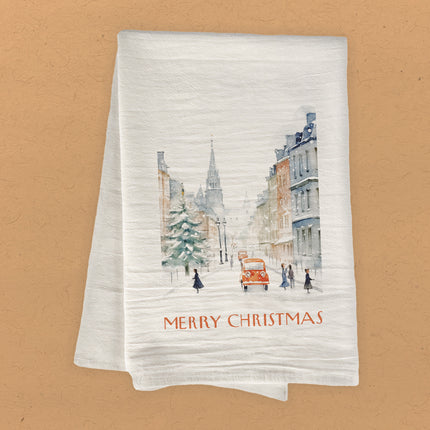 Vintage Christmas Poster - Cotton Tea Towel