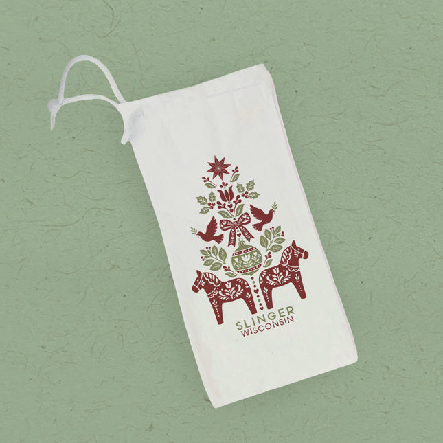 Scandanavian Holiday Tree - Custom Canvas Wine Bag