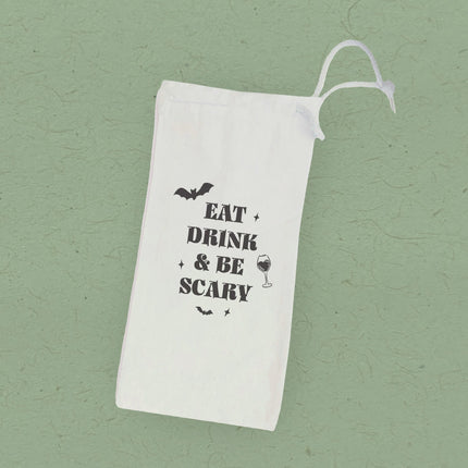 Eat, Drink, & Be Scary - Halloween Canvas Wine Bag