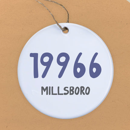 Blue Zip Code and City - Custom Ornament