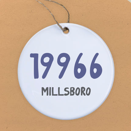 Blue Zip Code and City - Custom Ornament