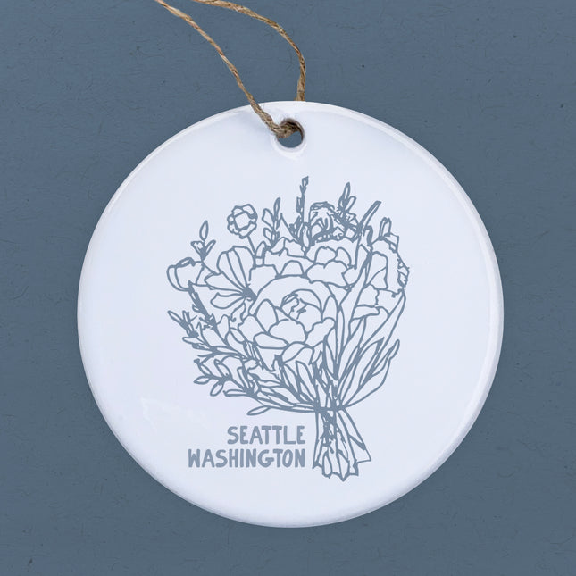 Hand Drawn Bouquet City State - Custom Ornament