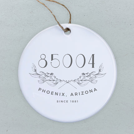Hand Drawn Branches City State Zip Est - Custom Ornament