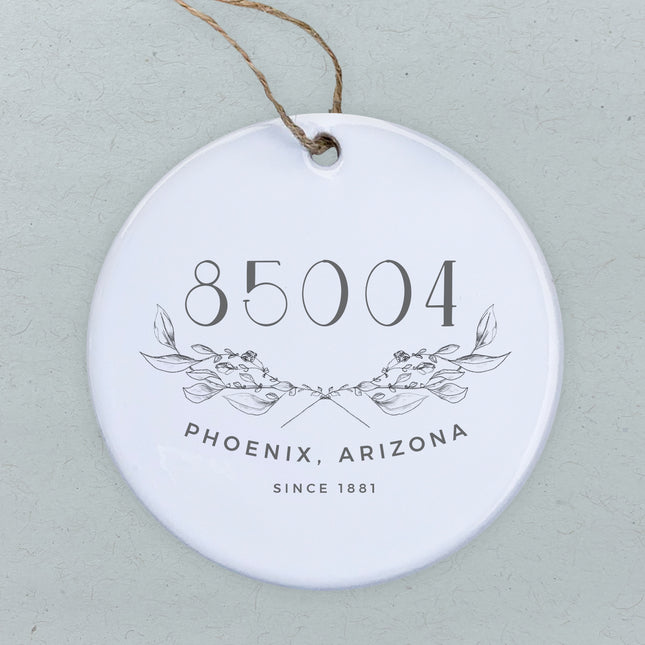 Hand Drawn Branches City State Zip Est - Custom Ornament