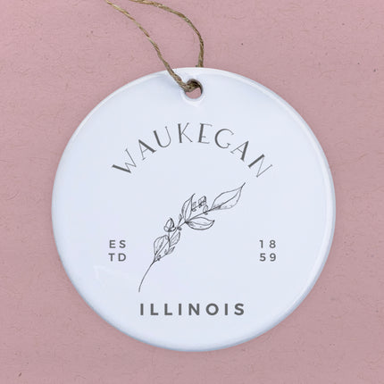 Hand Drawn Branch City State Est - Custom Ornament