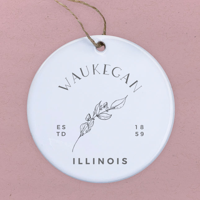 Hand Drawn Branch City State Est - Custom Ornament