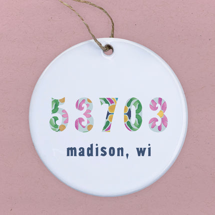 Vibrant Tiles w/ City, State, Zip - Custom Ornament