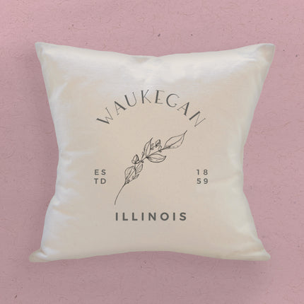 Hand Drawn Branch City State Est - Custom Square Canvas Pillow