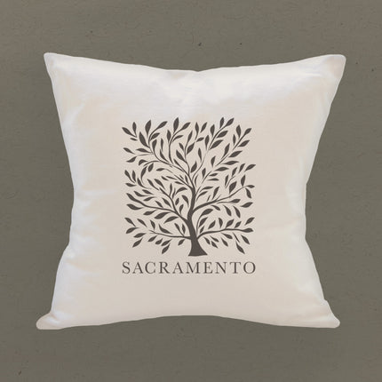 Tree with City - Custom Square Canvas Pillow