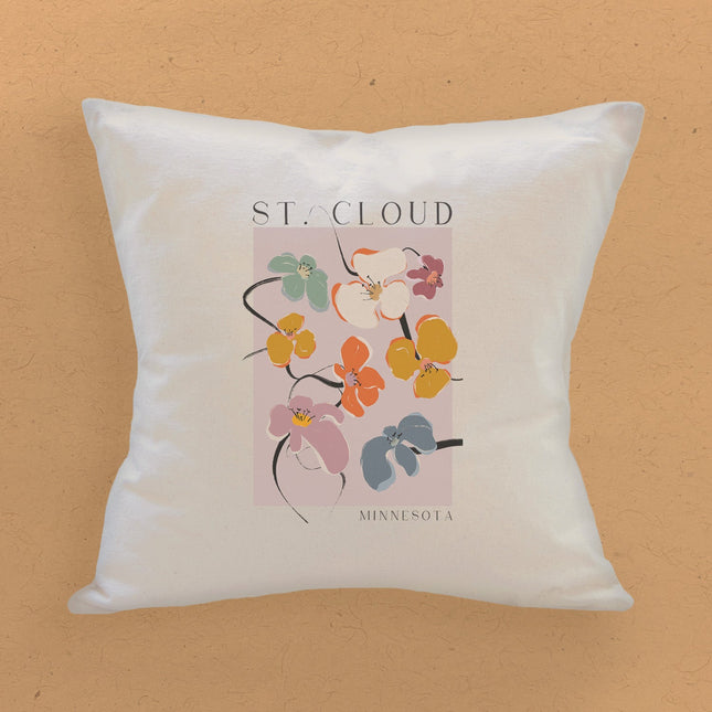 Floral Poster City State - Custom Square Canvas Pillow
