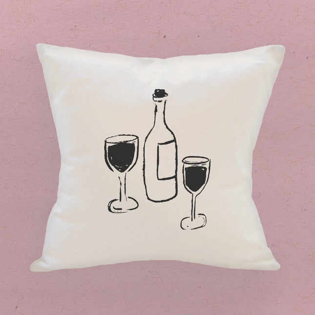 Wine and Glasses - Square Canvas Pillow
