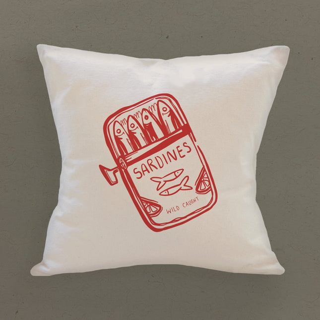 Hand Drawn Sardine Tin - Square Canvas Pillow