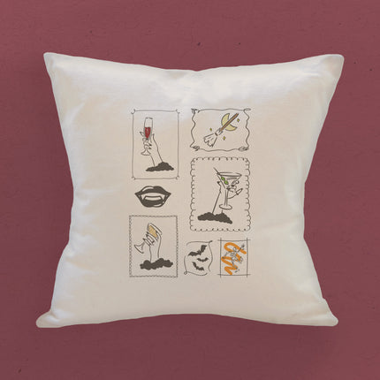 Ghouls Stamps - Halloween Square Canvas Pillow