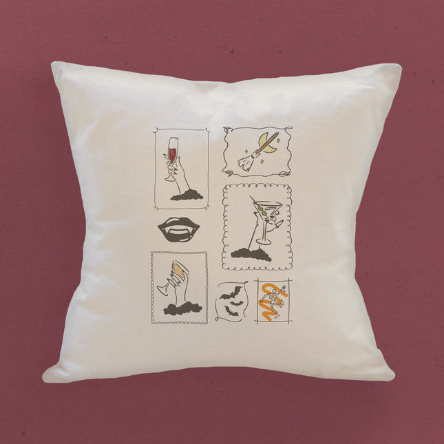 Ghouls Stamps - Halloween Square Canvas Pillow