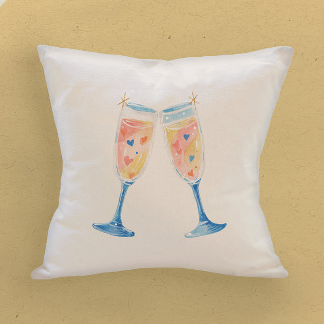 Sparkling Cheers - Customizable Square Canvas Pillow