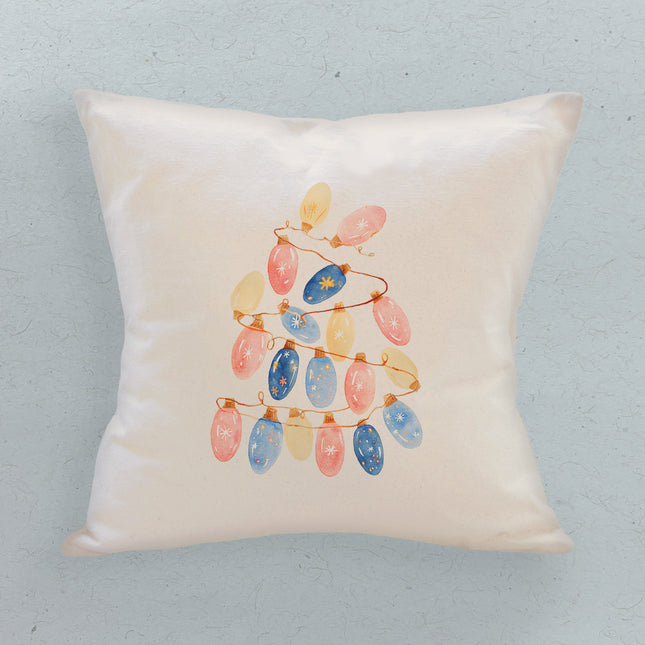 Twinkling Lights Tree - Customizable Square Canvas Pillow
