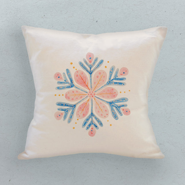 Winter Bloom Snowflake - Customizable Square Canvas Pillow