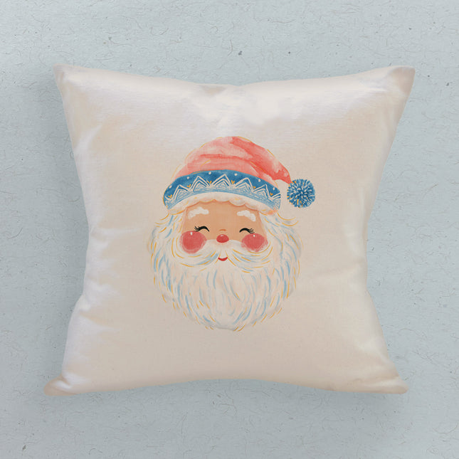 Rosy Cheeked Santa - Customizable Square Canvas Pillow