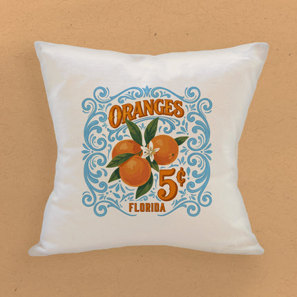 Oranges Vintage Lettered Sign - Custom Square Canvas Pillow