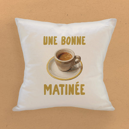 Une Bonne Matinee - Espresso - Square Canvas Pillow