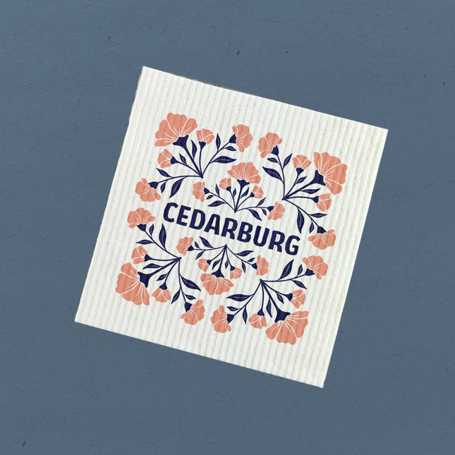 Pink Floral Folk Tile - Custom Swedish Dish Cloth