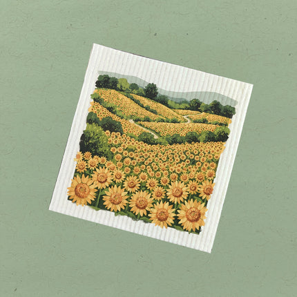 Sunflower Field - Oil Painting - Swedish Dish Cloth