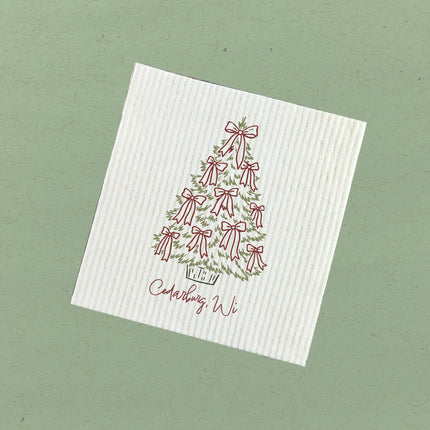 Christmas Tree with Bows - Custom Swedish Dish Cloth