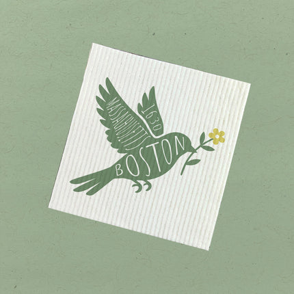 Bird with Flower Silhouette - Custom Swedish Dish Cloth