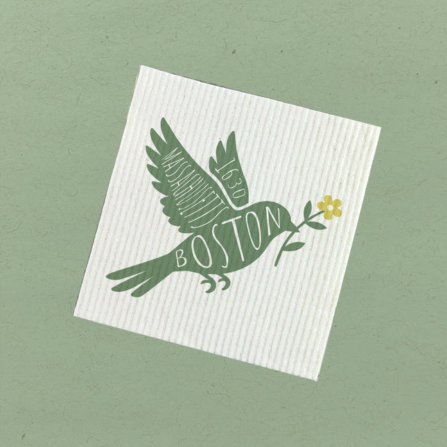 Bird with Flower Silhouette - Custom Swedish Dish Cloth
