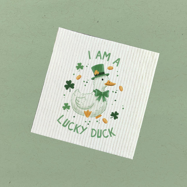 I Am A Lucky Duck - Swedish Dish Cloth