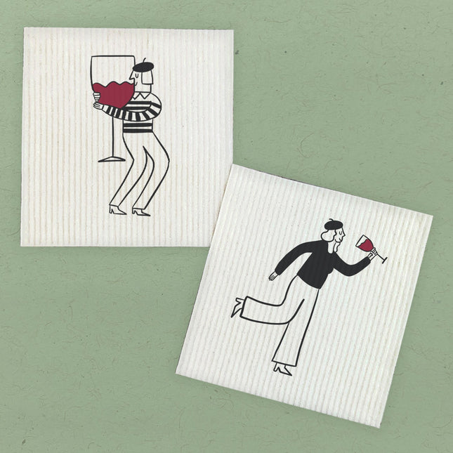 Wine Hugger and Chic  - 2pk Swedish Dish Cloth