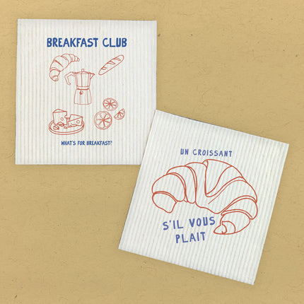 Breakfast Club, Un Croissant  - 2pk Swedish Dish Cloth