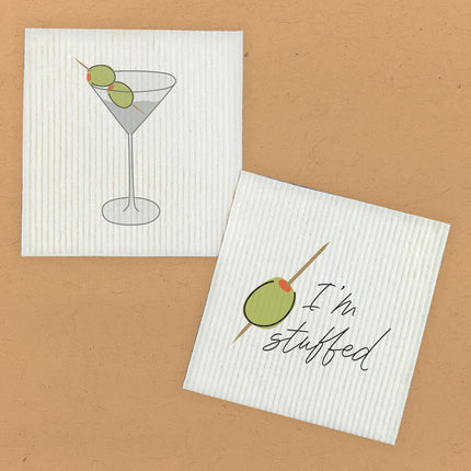 Martini's And Olives - 2pk Swedish Dish Cloth
