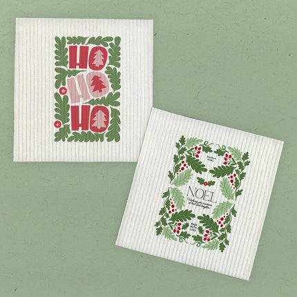 Noel and Ho Ho Ho  - 2pk Swedish Dish Cloth