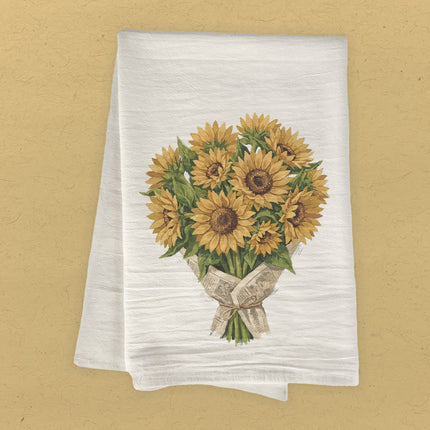 Sunflower Bouquet - Painting - Cotton Tea Towel