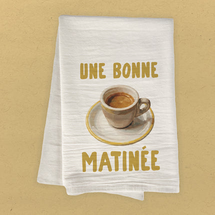Une Bonne Matinee - Espresso - Cotton Tea Towel