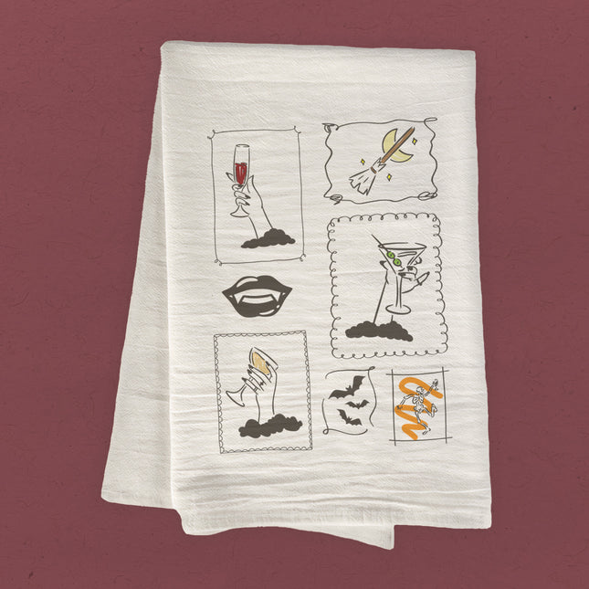 Ghouls Stamps - Halloween Cotton Tea Towel