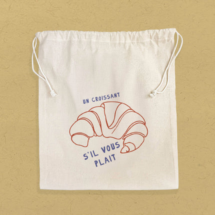 Un Croissant - Cotton Cinch Bag
