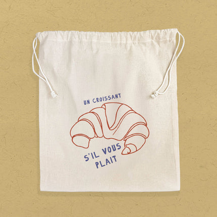 Un Croissant - Cotton Cinch Bag