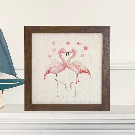Valentine Flamingos - Valentine's Day Framed Sign