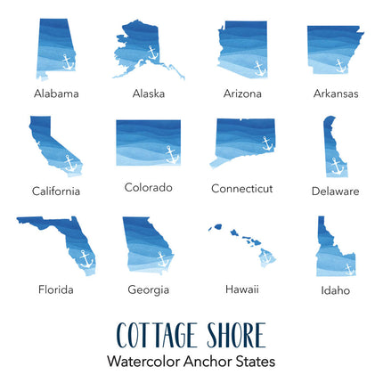 Watercolor State with Anchor - Custom Swedish Dish Cloth