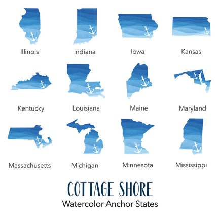 Watercolor State with Anchor - Custom Swedish Dish Cloth