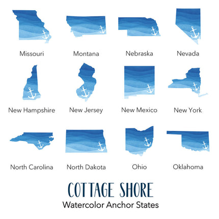 Watercolor State with Anchor - Custom Swedish Dish Cloth