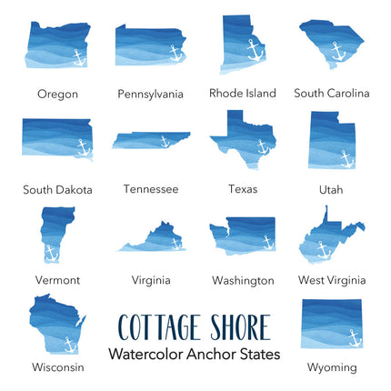 Watercolor State with Anchor - Custom Swedish Dish Cloth