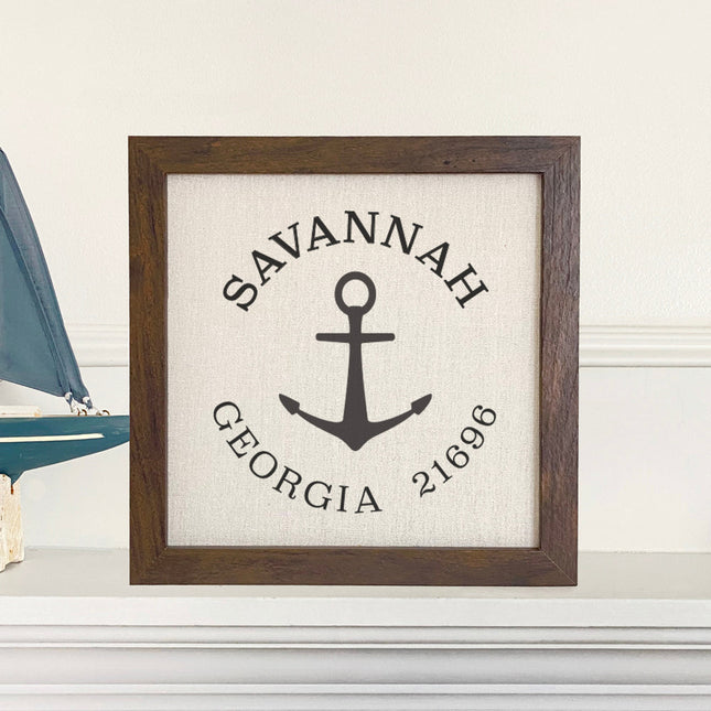 Anchor w/ City and State - Custom Framed Sign