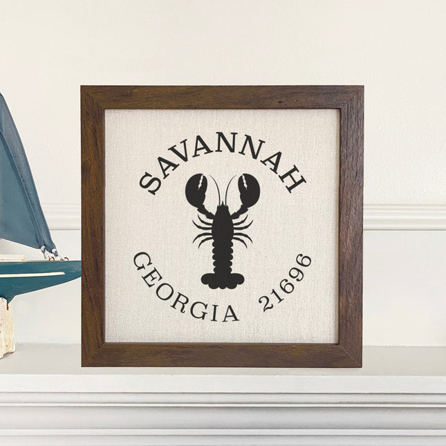 Lobster w/ City and State - Custom Framed Sign